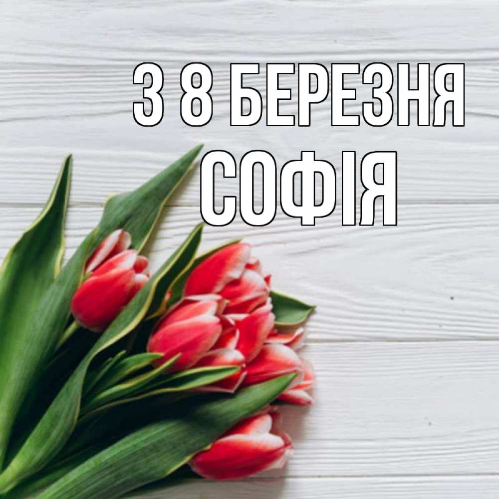 Открытка на каждый день з підписом, Софія З 8 БЕРЕЗНЯ весна 2 Прикольна листівка з побажанням онлайн скачати безкоштовно 