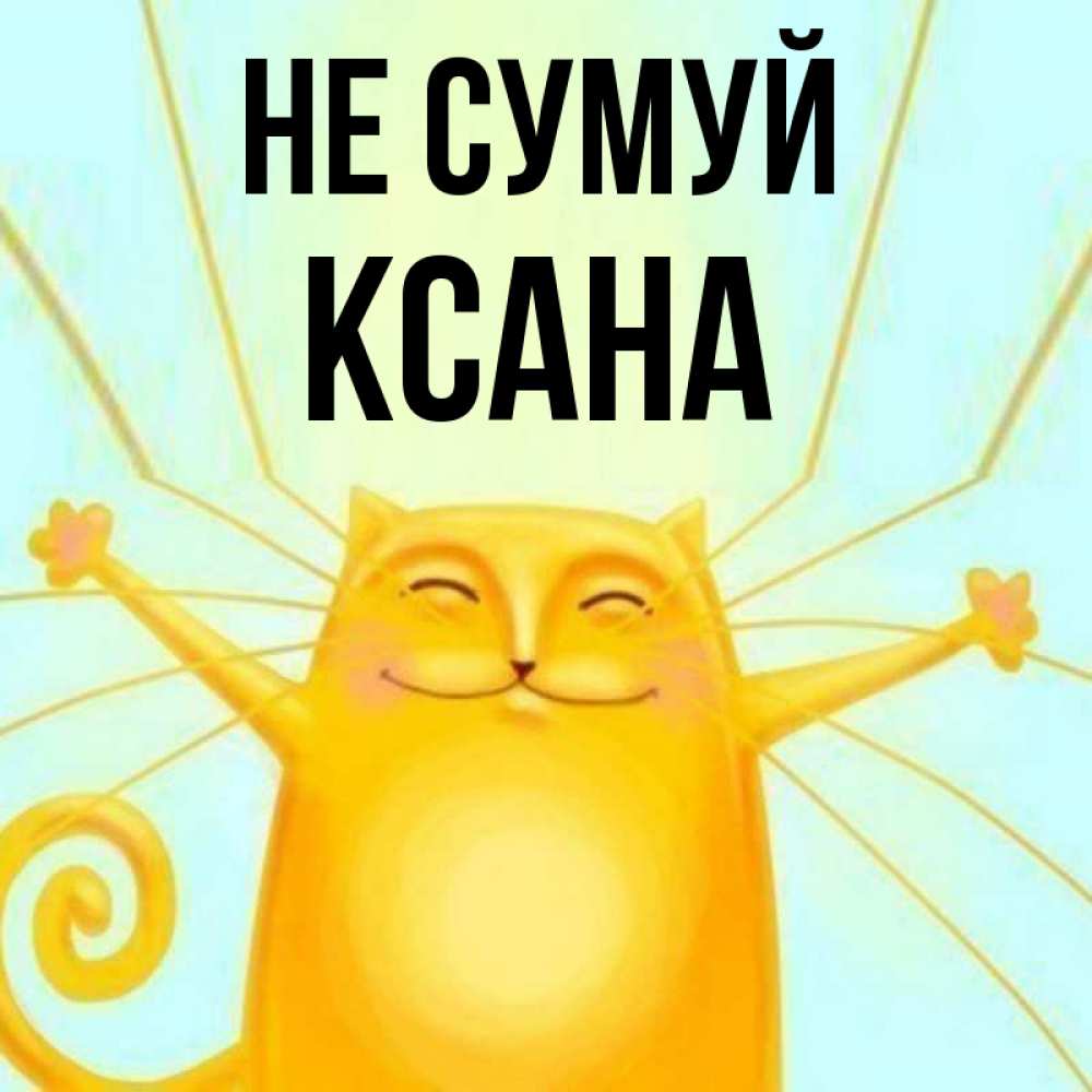 Открытка на каждый день з підписом, Ксана Не сумуй обнимашки усатые Прикольна листівка з побажанням онлайн скачати безкоштовно 