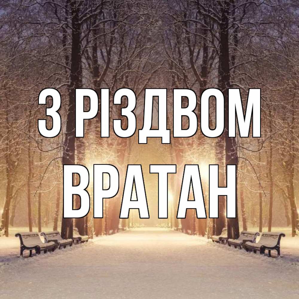 Открытка на каждый день з підписом, Вратан З Різдвом зима, парк, фонарь, лес Прикольна листівка з побажанням онлайн скачати безкоштовно 