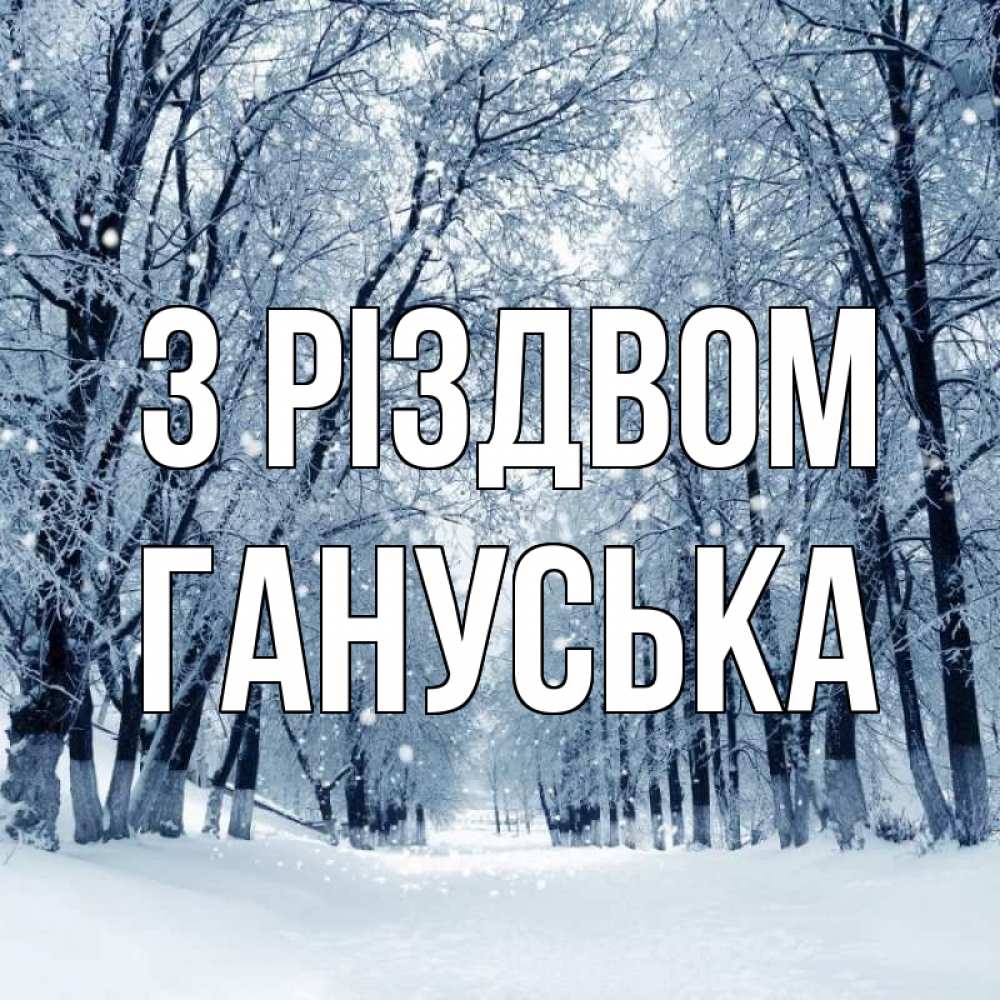 Открытка на каждый день з підписом, Гануська З Різдвом снег, лес, парк Прикольна листівка з побажанням онлайн скачати безкоштовно 