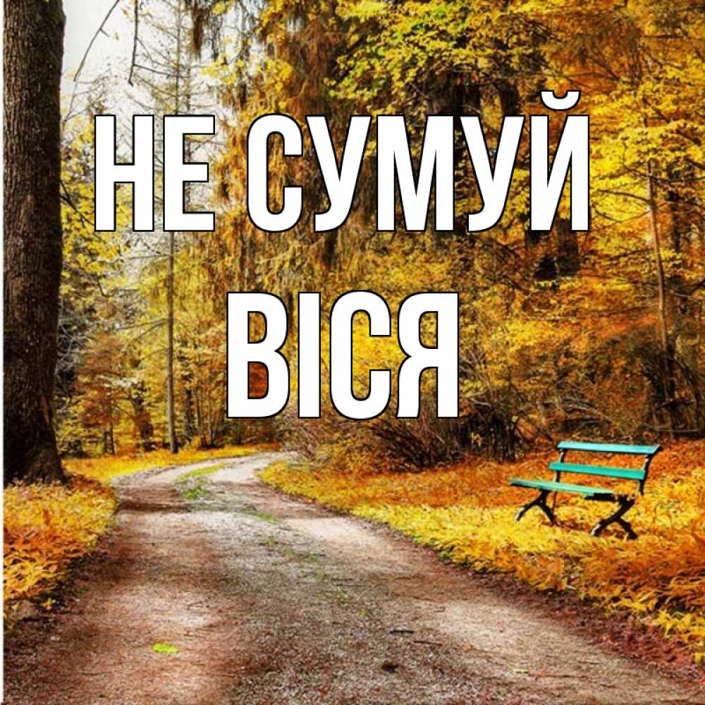 Открытка на каждый день з підписом, Віся Не сумуй зеленая лавочка Прикольна листівка з побажанням онлайн скачати безкоштовно 