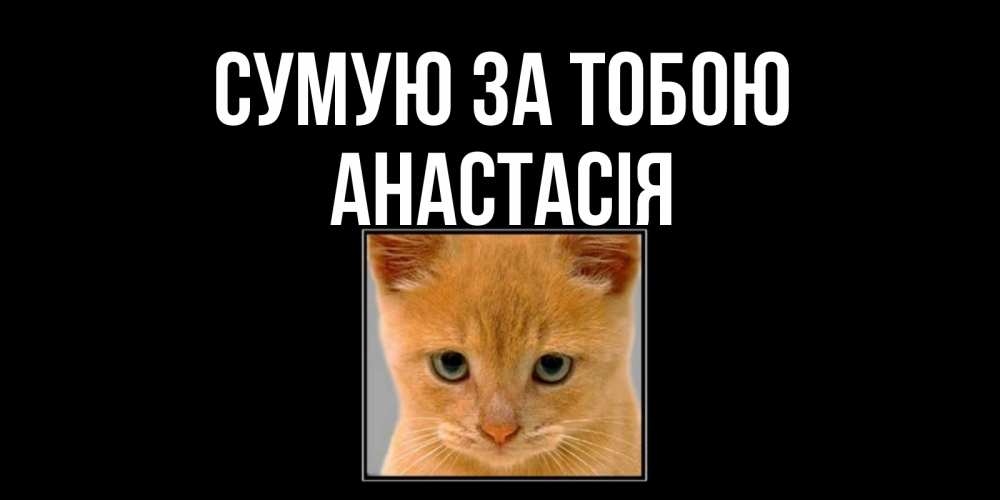 Открытка на каждый день з підписом, Анастасія Сумую за тобою открытки рыжий котенок скучает по тебе Прикольна листівка з побажанням онлайн скачати безкоштовно 