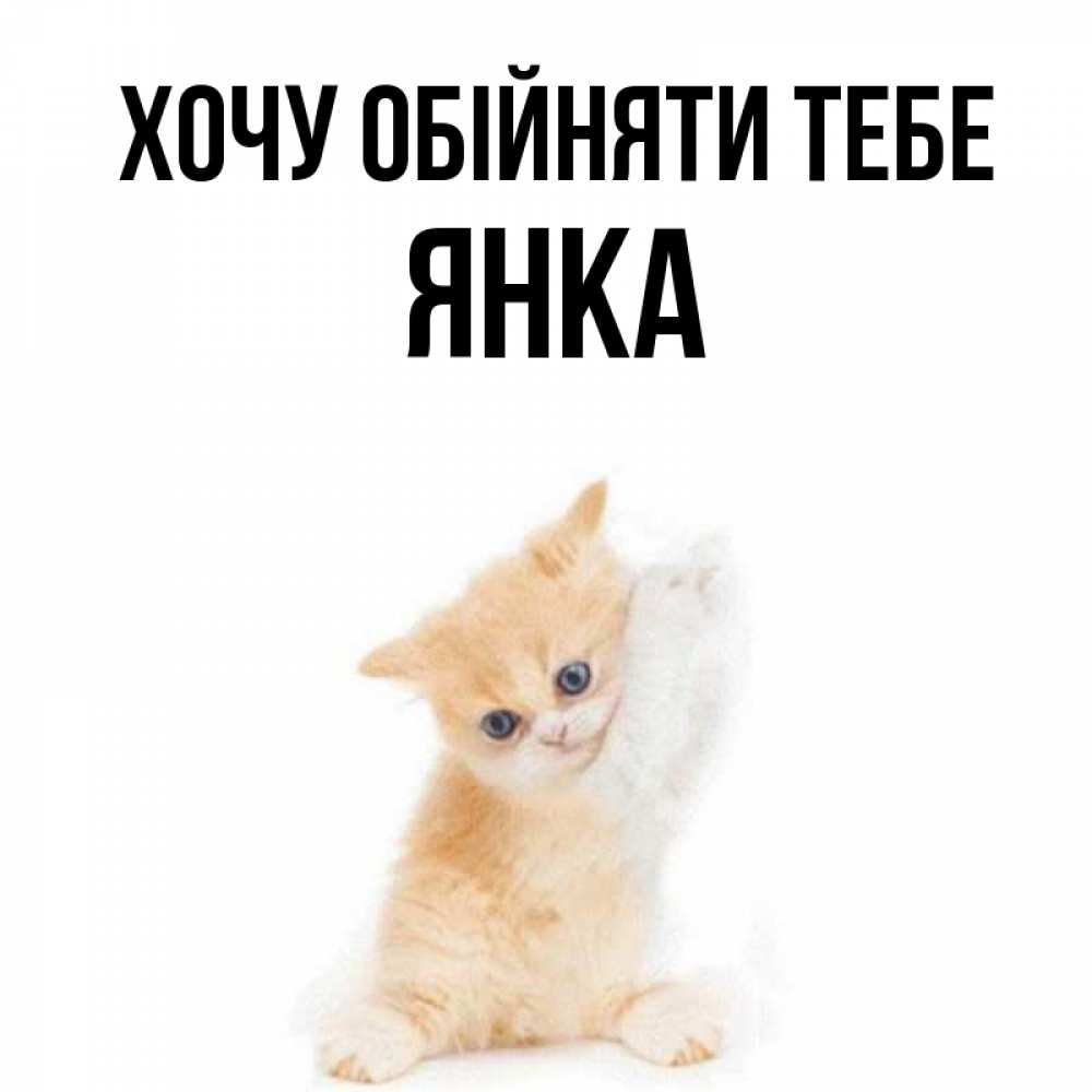 Открытка на каждый день з підписом, Янка Хочу обійняти тебе я хочу очень скорее обнимаешек Прикольна листівка з побажанням онлайн скачати безкоштовно 