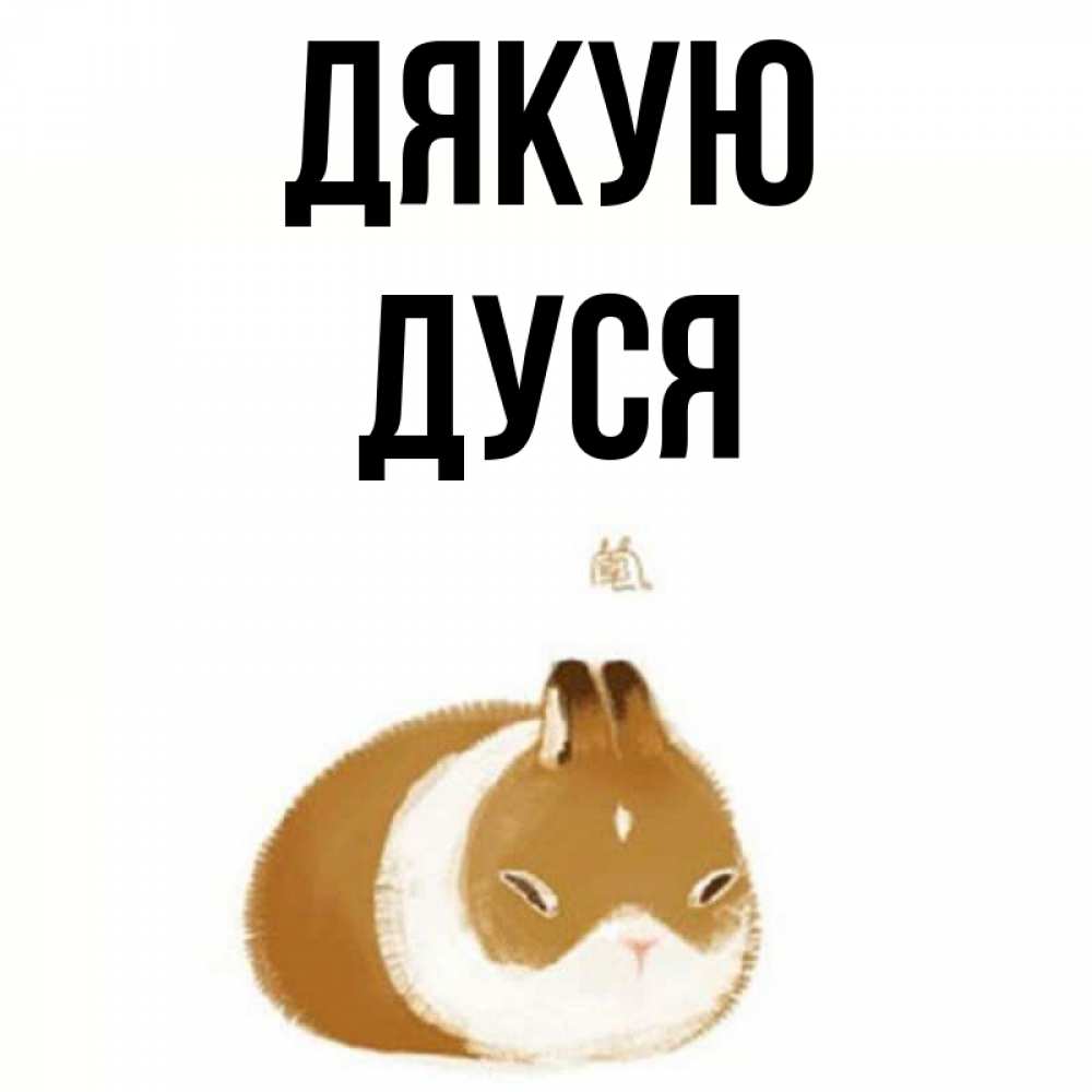 Открытка на каждый день з підписом, Дуся Дякую коричнево белый домашний питомец Прикольна листівка з побажанням онлайн скачати безкоштовно 