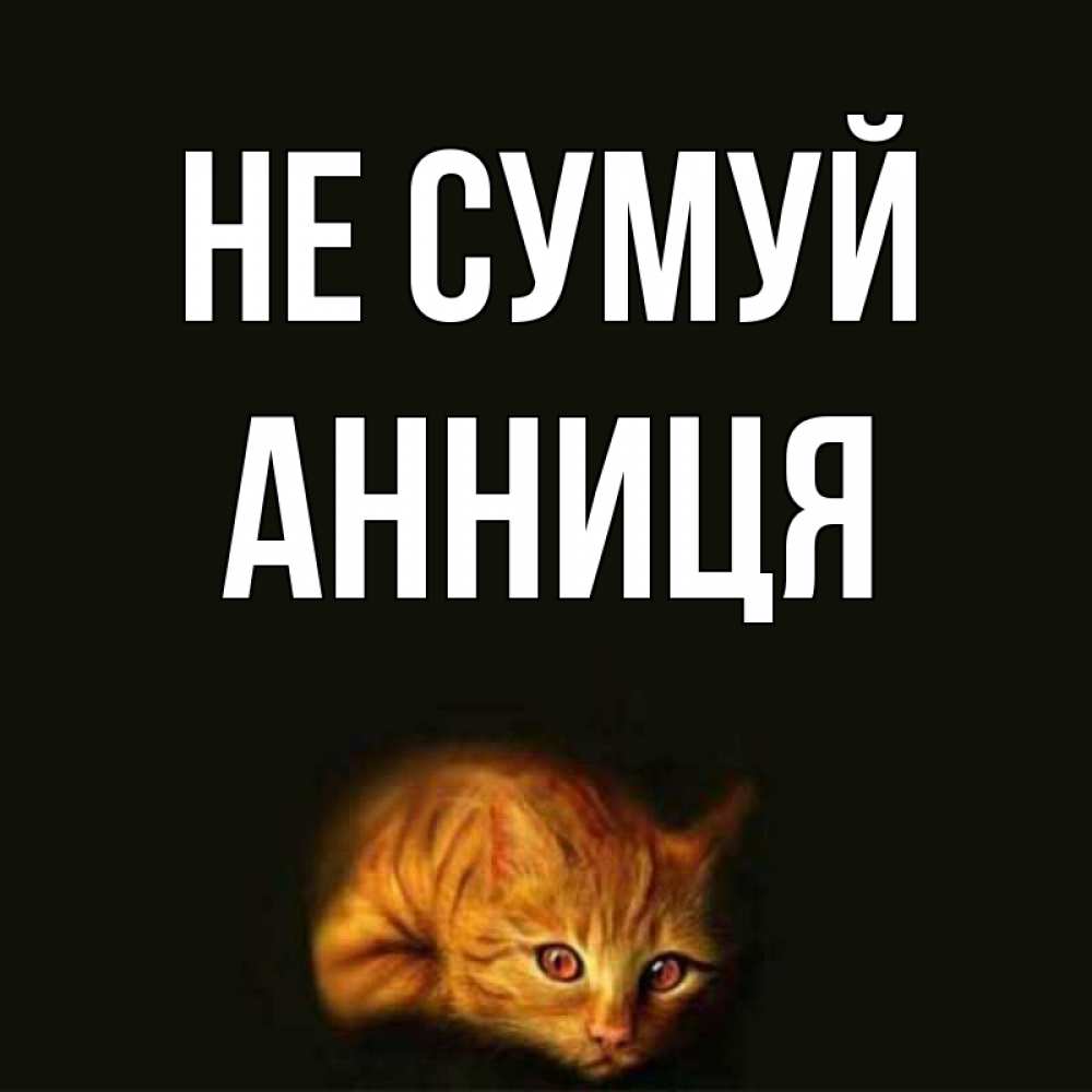 Открытка на каждый день з підписом, Анниця Не сумуй лежащий кот в темноте Прикольна листівка з побажанням онлайн скачати безкоштовно 