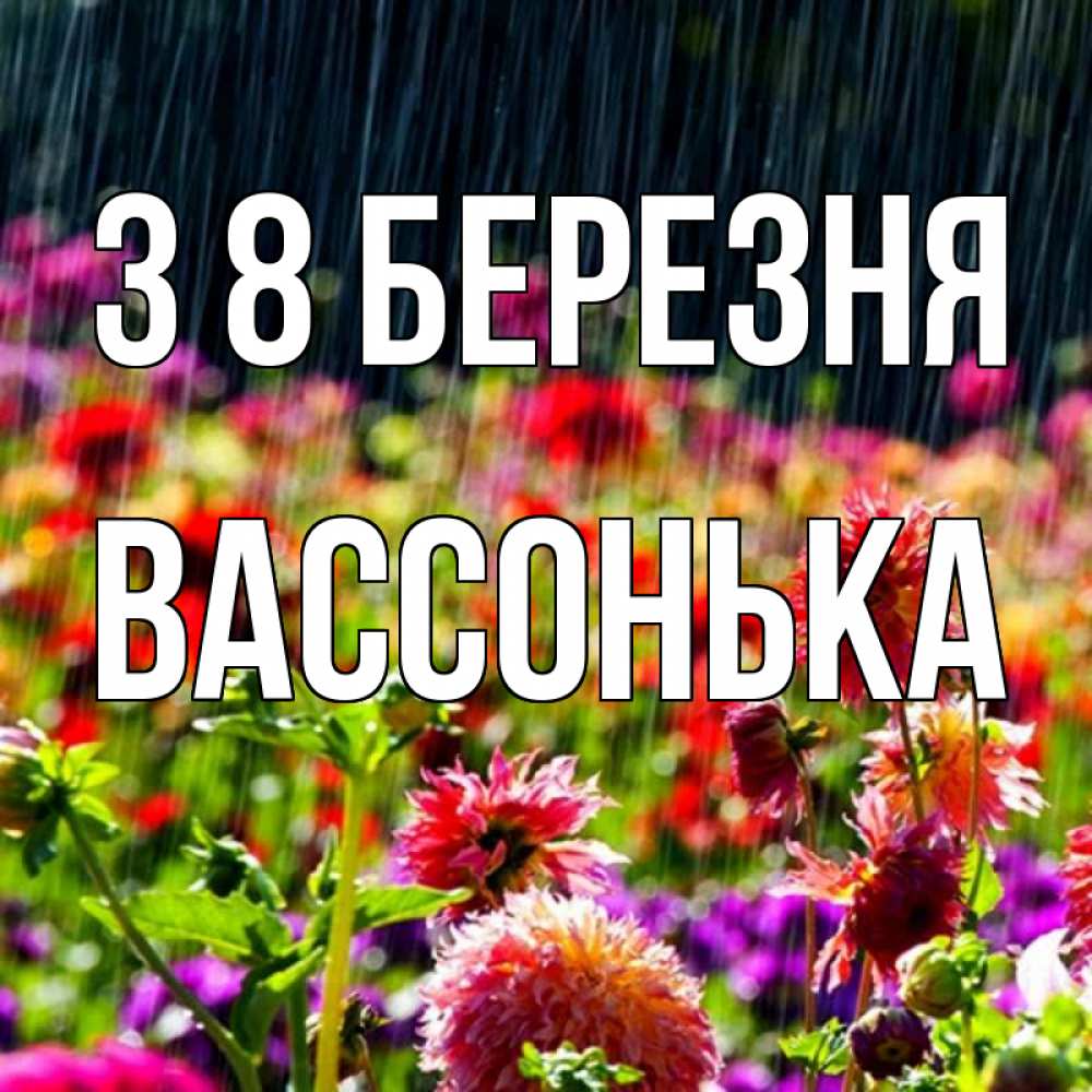 Открытка на каждый день з підписом, Вассонька З 8 БЕРЕЗНЯ цветы под дождиком к международному женскому дню Прикольна листівка з побажанням онлайн скачати безкоштовно 