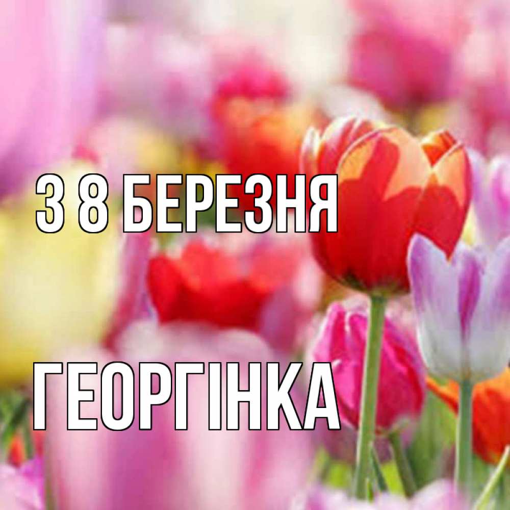 Открытка на каждый день з підписом, Георгінка З 8 БЕРЕЗНЯ на международный женский день 2 Прикольна листівка з побажанням онлайн скачати безкоштовно 