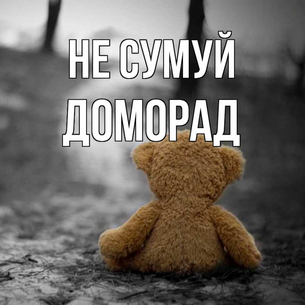 Открытка на каждый день з підписом, Доморад Не сумуй медведь со спин Прикольна листівка з побажанням онлайн скачати безкоштовно 