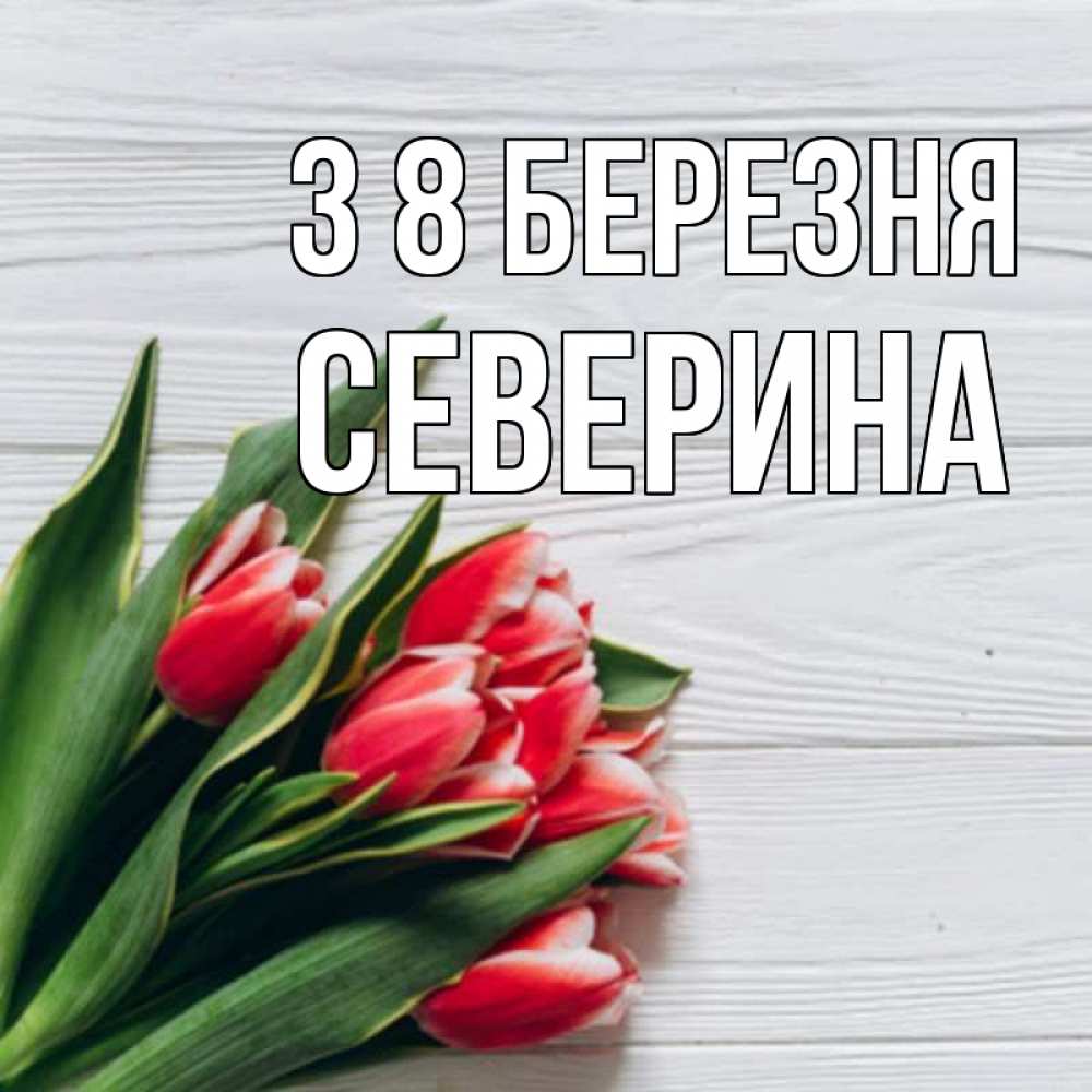 Открытка на каждый день з підписом, Северина З 8 БЕРЕЗНЯ весна 2 Прикольна листівка з побажанням онлайн скачати безкоштовно 