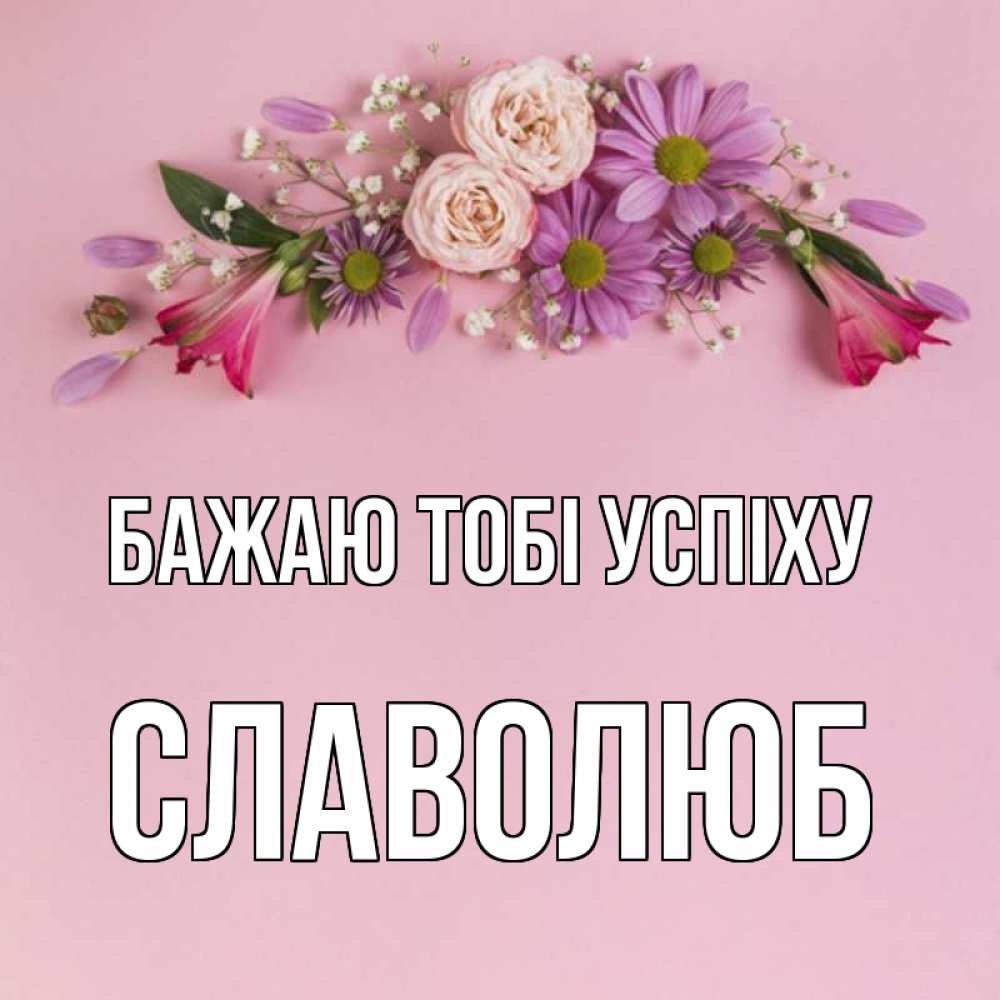 Открытка на каждый день з підписом, Славолюб Бажаю тобі успіху розовый фон Прикольна листівка з побажанням онлайн скачати безкоштовно 