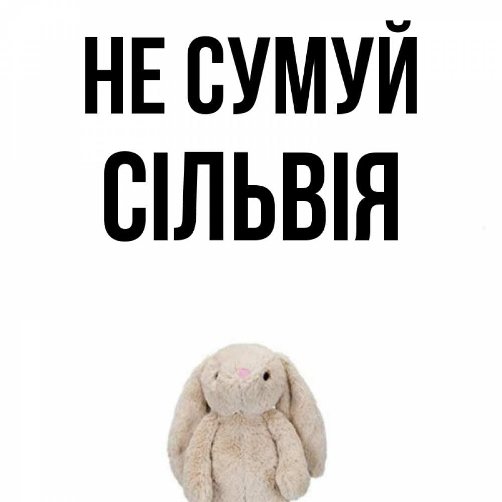 Открытка на каждый день з підписом, Сільвія Не сумуй детская игрушка зайчика Прикольна листівка з побажанням онлайн скачати безкоштовно 