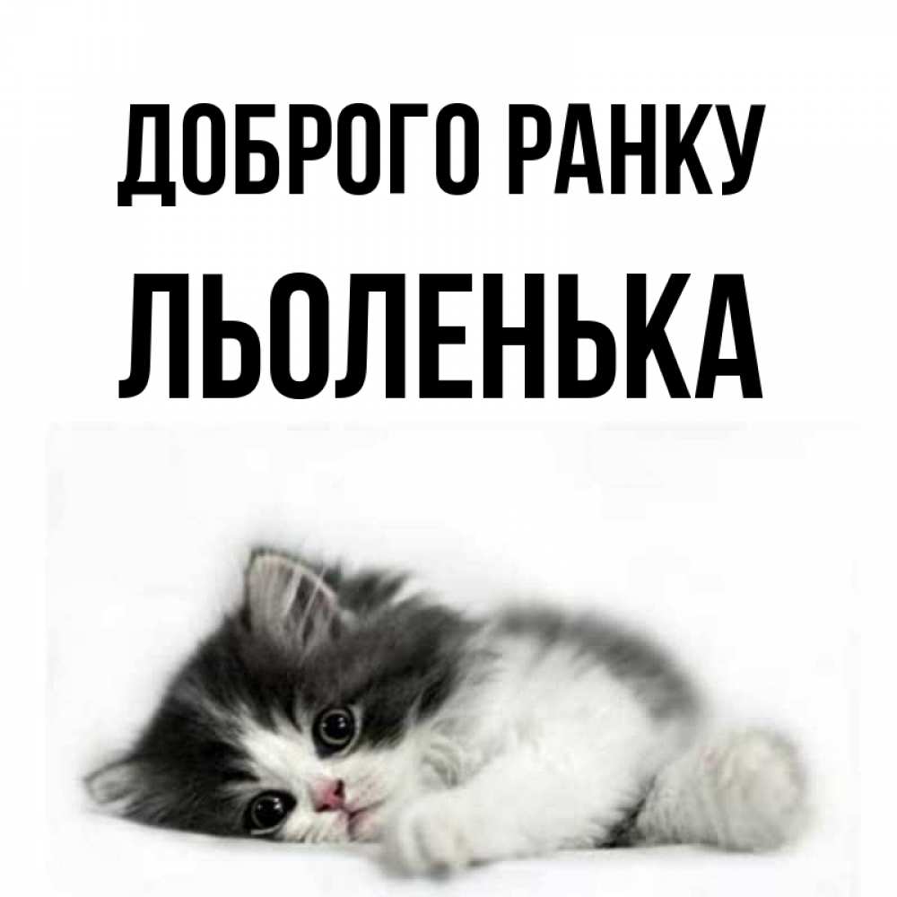 Открытка на каждый день з підписом, Льоленька Доброго ранку кот лапки Прикольна листівка з побажанням онлайн скачати безкоштовно 