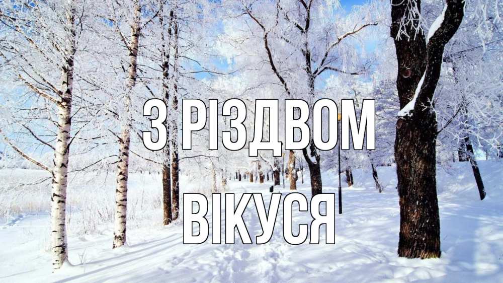 Открытка на каждый день з підписом, Вікуся З Різдвом зимний лес Прикольна листівка з побажанням онлайн скачати безкоштовно 