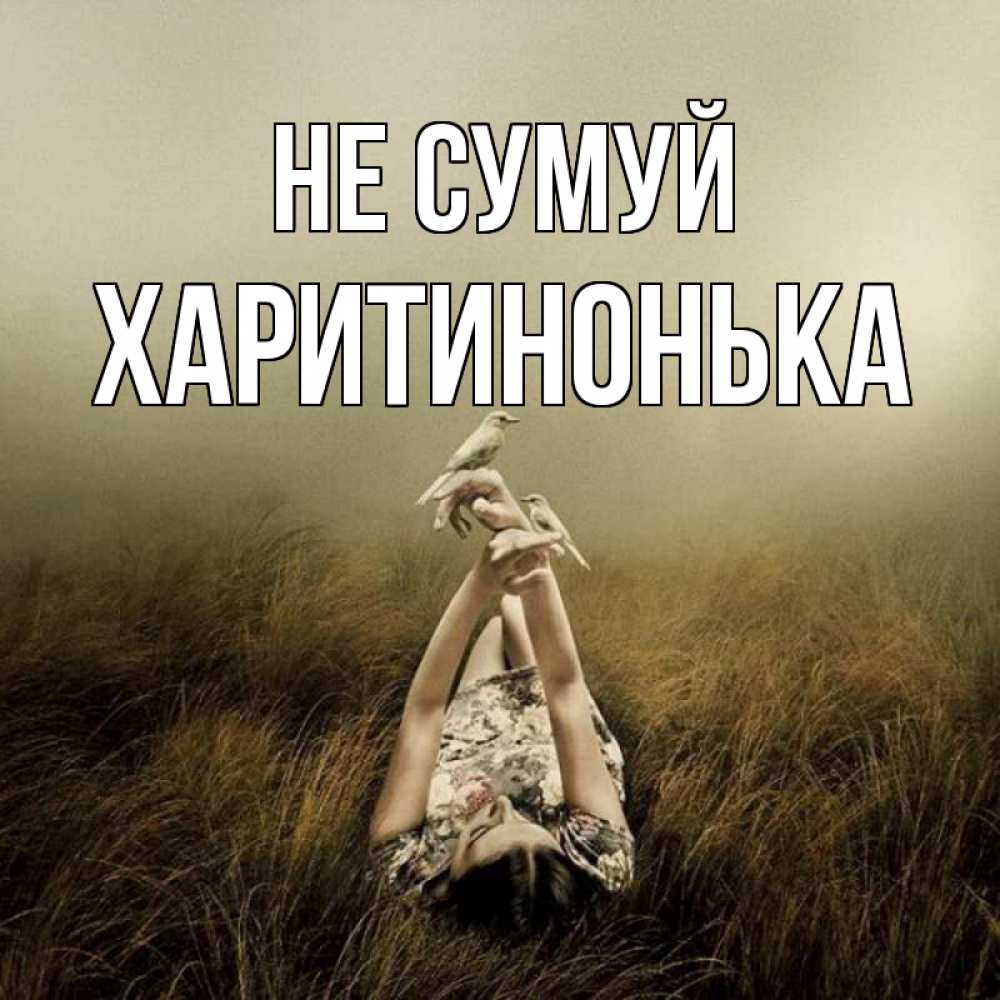 Открытка на каждый день з підписом, Харитинонька Не сумуй поле и туман Прикольна листівка з побажанням онлайн скачати безкоштовно 
