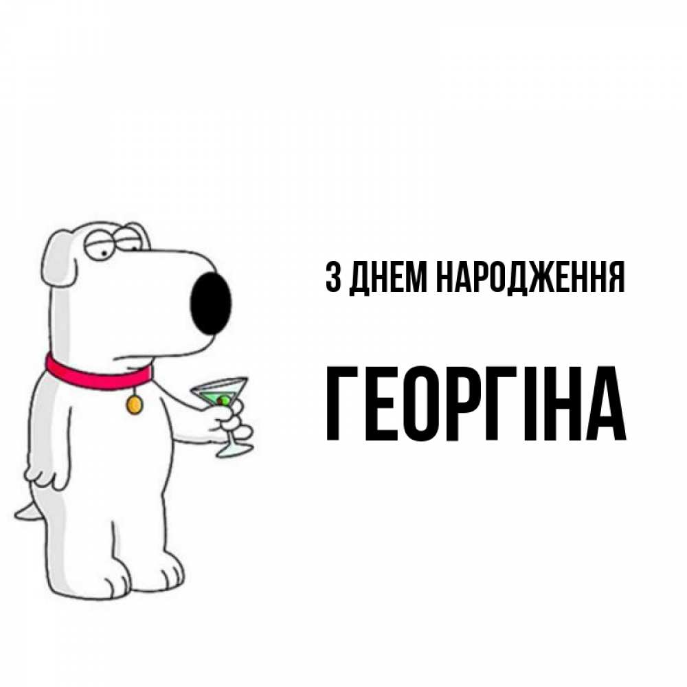 Открытка на каждый день з підписом, Георгіна З Днем народження песик с оливками Прикольна листівка з побажанням онлайн скачати безкоштовно 