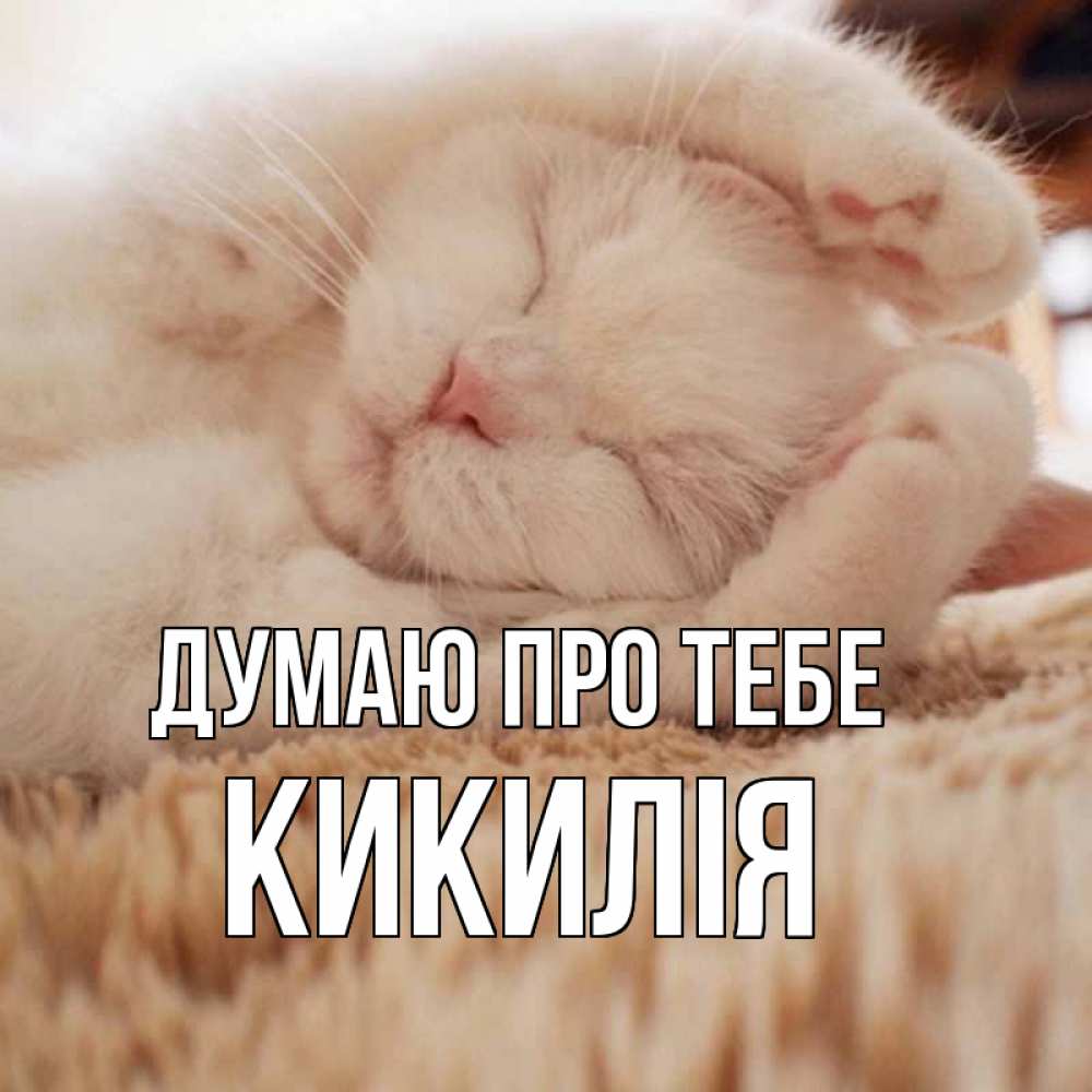 Открытка на каждый день з підписом, Кикилія Думаю про тебе для любимой девушки милота Прикольна листівка з побажанням онлайн скачати безкоштовно 
