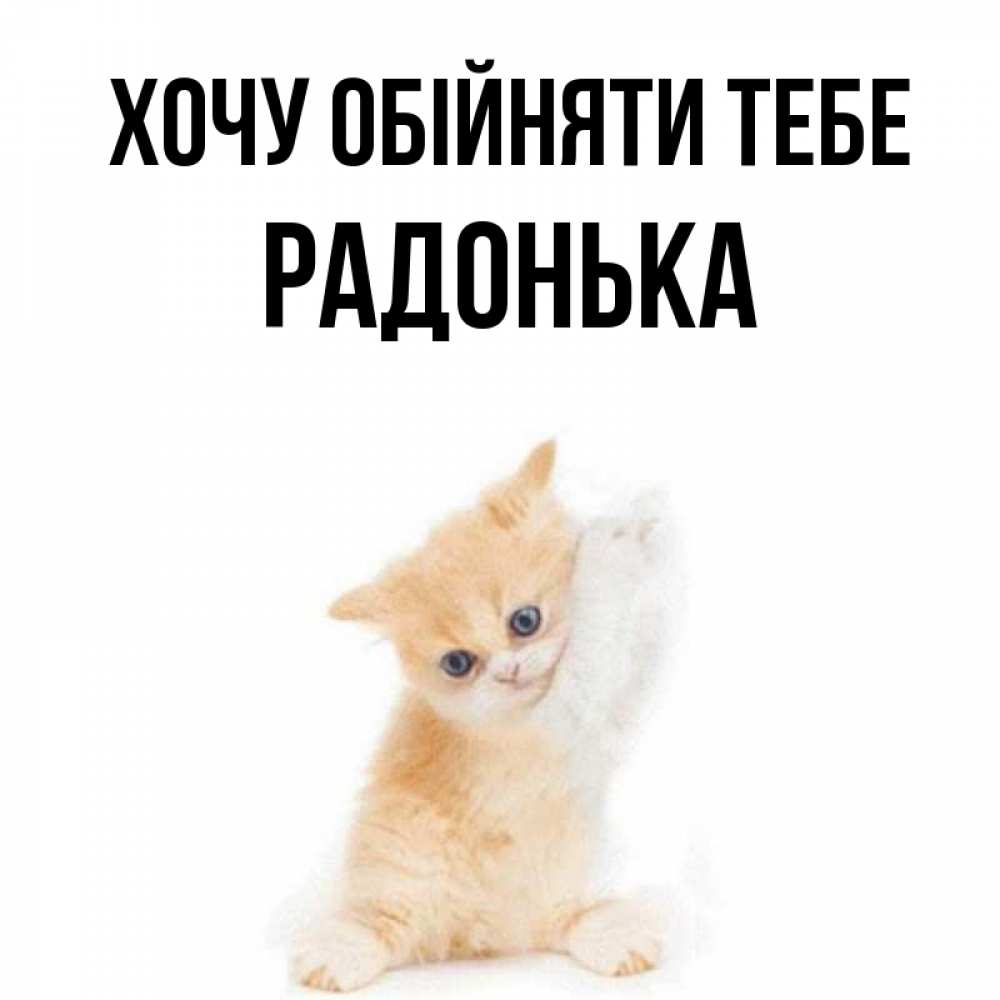 Открытка на каждый день з підписом, Радонька Хочу обійняти тебе я хочу очень скорее обнимаешек Прикольна листівка з побажанням онлайн скачати безкоштовно 