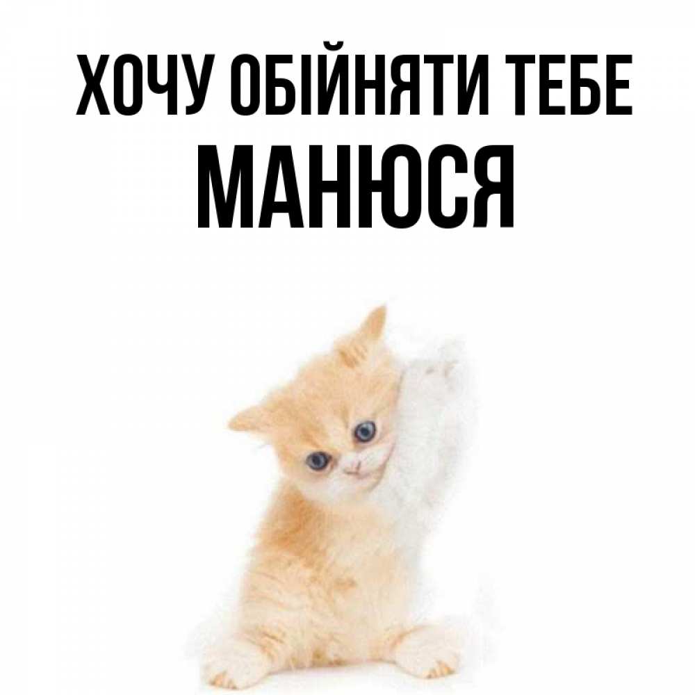 Открытка на каждый день з підписом, Манюся Хочу обійняти тебе я хочу очень скорее обнимаешек Прикольна листівка з побажанням онлайн скачати безкоштовно 
