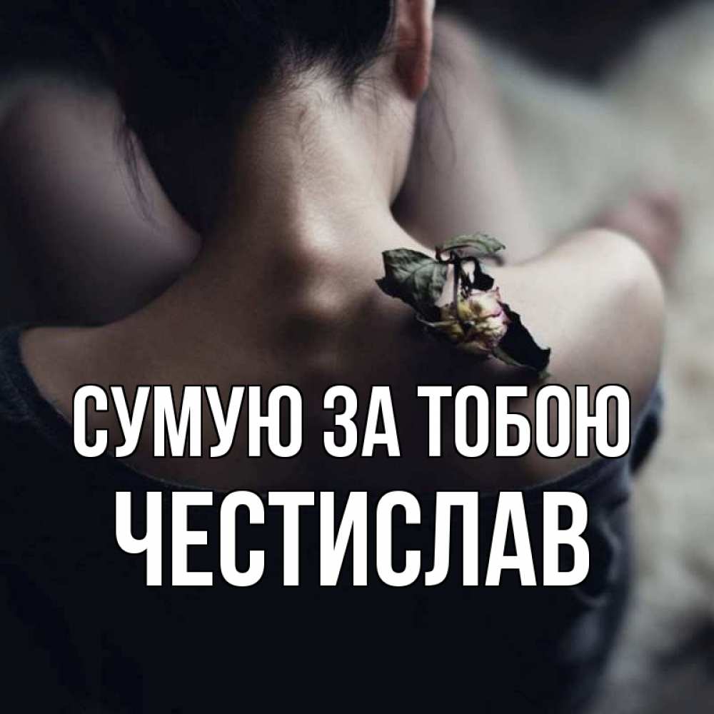 Открытка на каждый день з підписом, Честислав Сумую за тобою засох цветок Прикольна листівка з побажанням онлайн скачати безкоштовно 