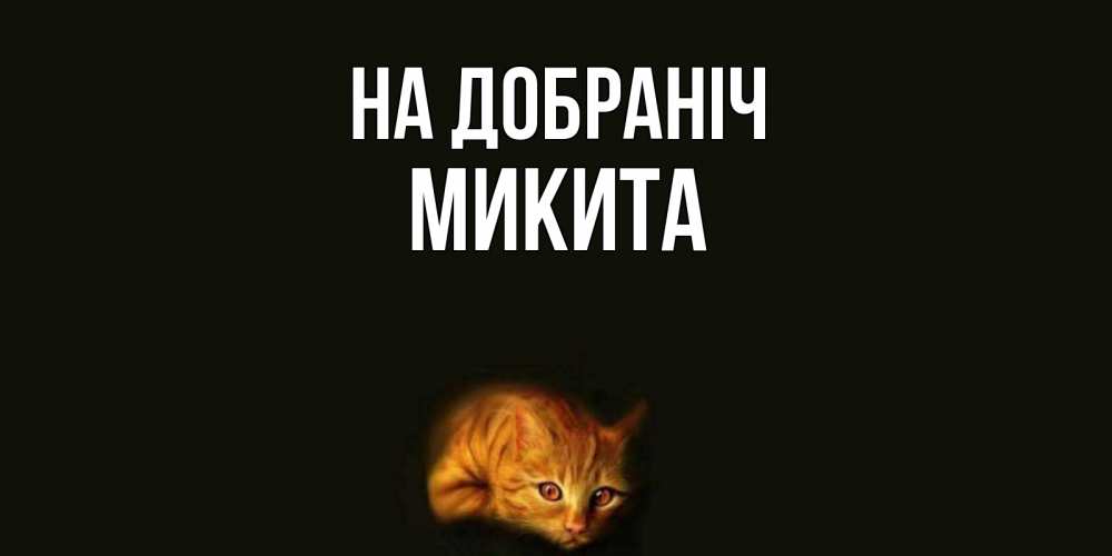 Открытка на каждый день з підписом, Микита На добраніч кот Прикольна листівка з побажанням онлайн скачати безкоштовно 