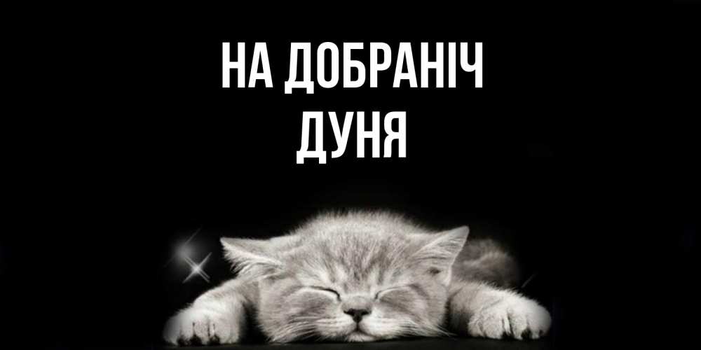 Открытка на каждый день з підписом, Дуня На добраніч спящий котик Прикольна листівка з побажанням онлайн скачати безкоштовно 