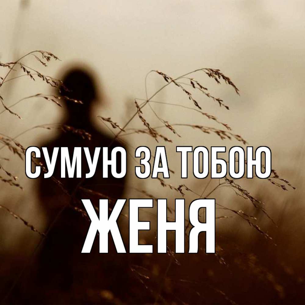 Открытка на каждый день з підписом, Женя Сумую за тобою силуэт девушки Прикольна листівка з побажанням онлайн скачати безкоштовно 