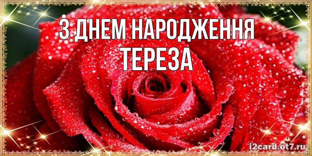 Открытка на каждый день з підписом, Тереза З Днем народження роса и роза. открытка с красивой розой Прикольна листівка з побажанням онлайн скачати безкоштовно 