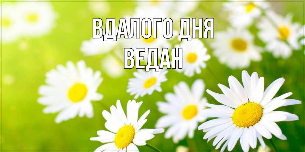 Открытка на каждый день з підписом, Ведан Вдалого дня открытка с ромашками на зеленом фоне Прикольна листівка з побажанням онлайн скачати безкоштовно 