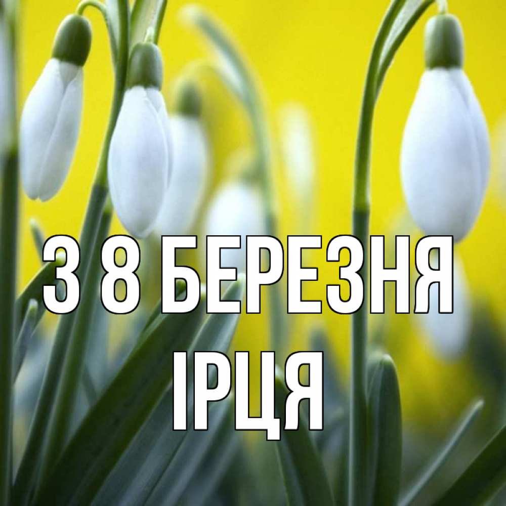 Открытка на каждый день з підписом, Ірця З 8 БЕРЕЗНЯ весенние цветы Прикольна листівка з побажанням онлайн скачати безкоштовно 
