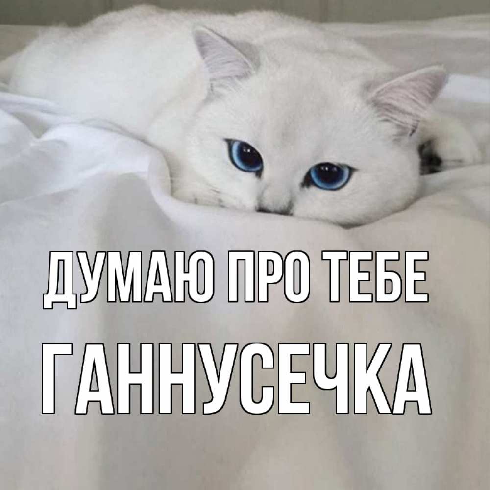 Открытка на каждый день з підписом, Ганнусечка Думаю про тебе я очень по тебе скучаю и тоскую Прикольна листівка з побажанням онлайн скачати безкоштовно 