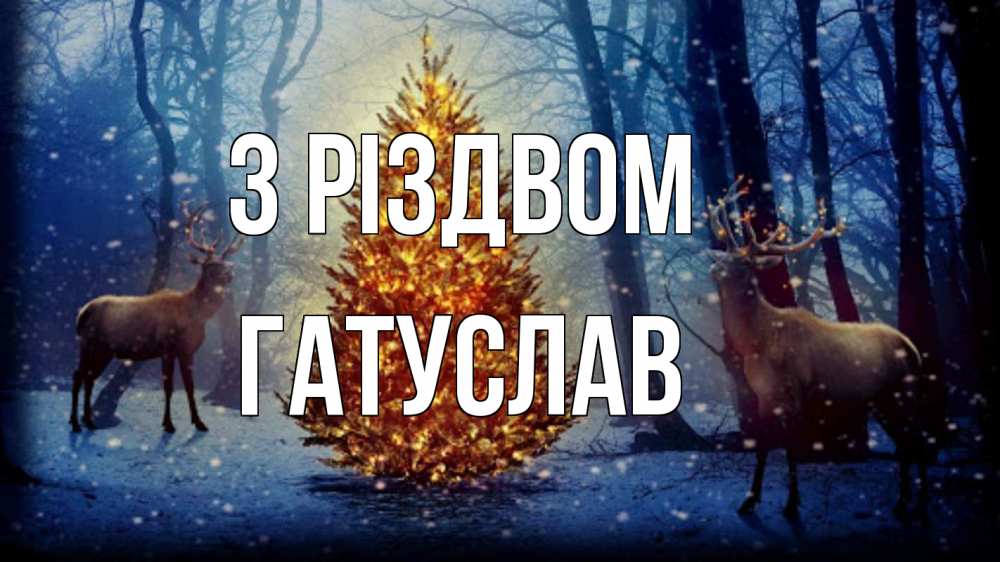 Открытка на каждый день з підписом, Гатуслав З Різдвом олени, новогодняя елка Прикольна листівка з побажанням онлайн скачати безкоштовно 