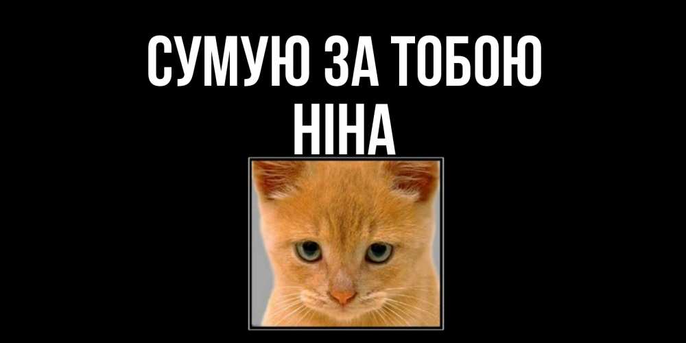 Открытка на каждый день з підписом, Ніна Сумую за тобою открытки рыжий котенок скучает по тебе Прикольна листівка з побажанням онлайн скачати безкоштовно 