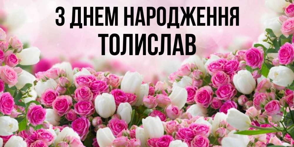 Открытка на каждый день з підписом, Толислав З Днем народження открытка с разными розами Прикольна листівка з побажанням онлайн скачати безкоштовно 