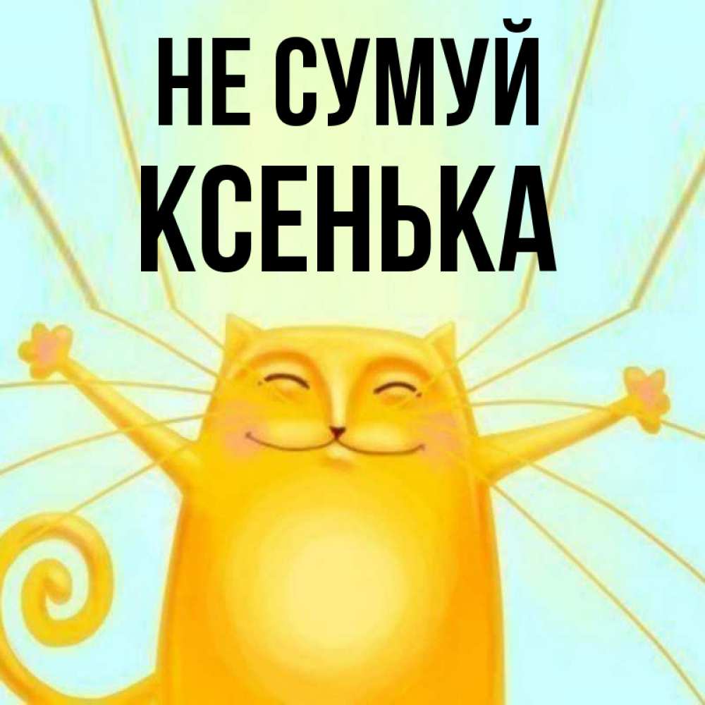 Открытка на каждый день з підписом, Ксенька Не сумуй обнимашки усатые Прикольна листівка з побажанням онлайн скачати безкоштовно 