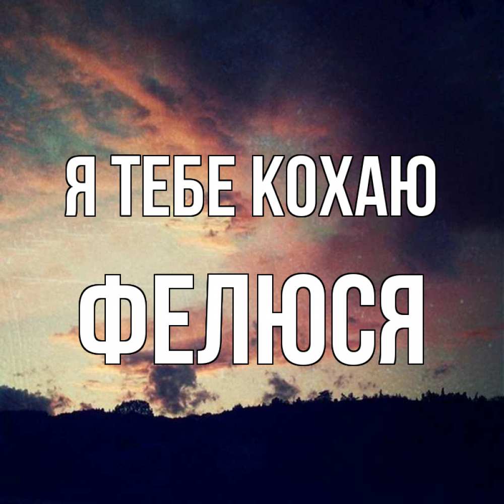 Открытка на каждый день з підписом, Фелюся Я тебе кохаю закат Прикольна листівка з побажанням онлайн скачати безкоштовно 