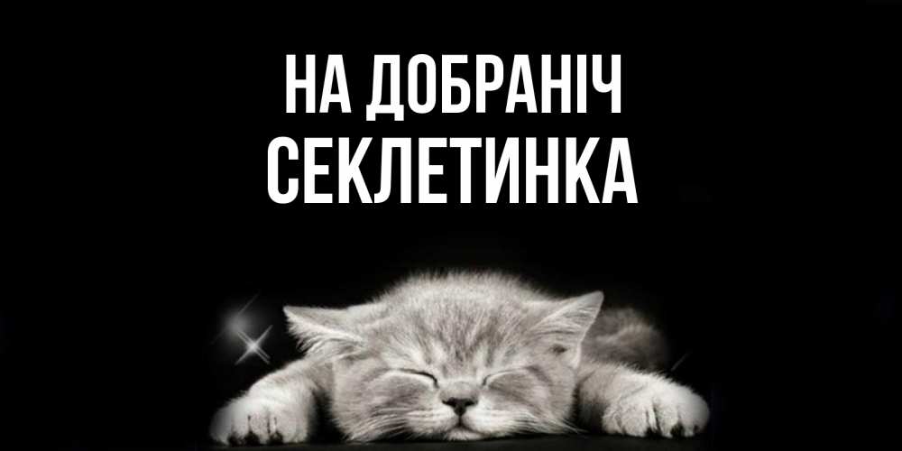 Открытка на каждый день з підписом, Секлетинка На добраніч спящий котик Прикольна листівка з побажанням онлайн скачати безкоштовно 