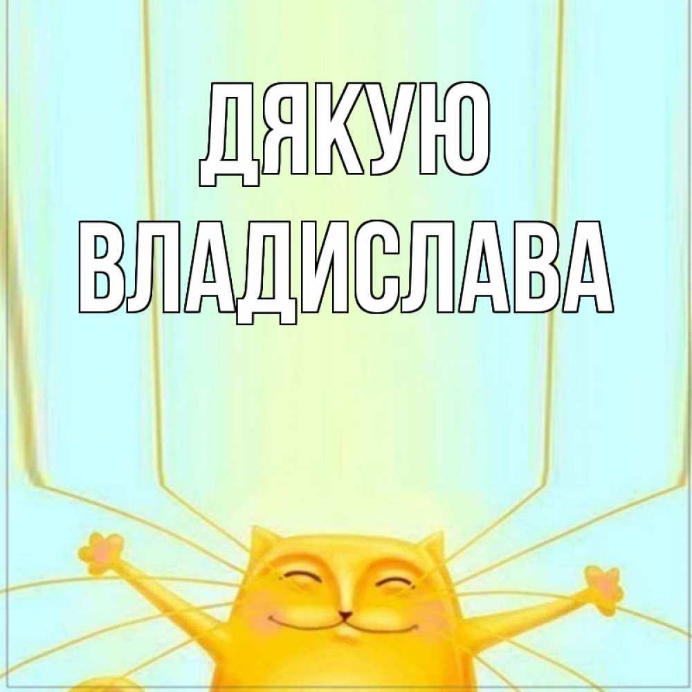 Открытка на каждый день з підписом, Владислава Дякую кот с усами благодарит Прикольна листівка з побажанням онлайн скачати безкоштовно 