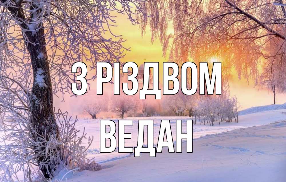 Открытка на каждый день з підписом, Ведан З Різдвом рождество, лес, зима 1 Прикольна листівка з побажанням онлайн скачати безкоштовно 