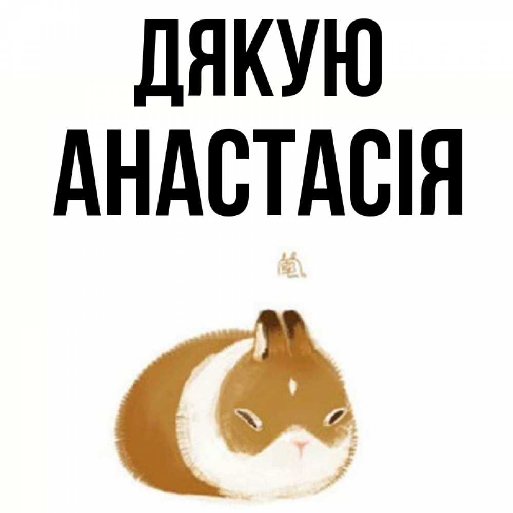 Открытка на каждый день з підписом, Анастасія Дякую коричнево белый домашний питомец Прикольна листівка з побажанням онлайн скачати безкоштовно 