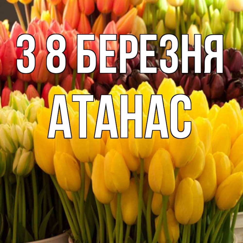 Открытка на каждый день з підписом, Атанас З 8 БЕРЕЗНЯ цветы Прикольна листівка з побажанням онлайн скачати безкоштовно 