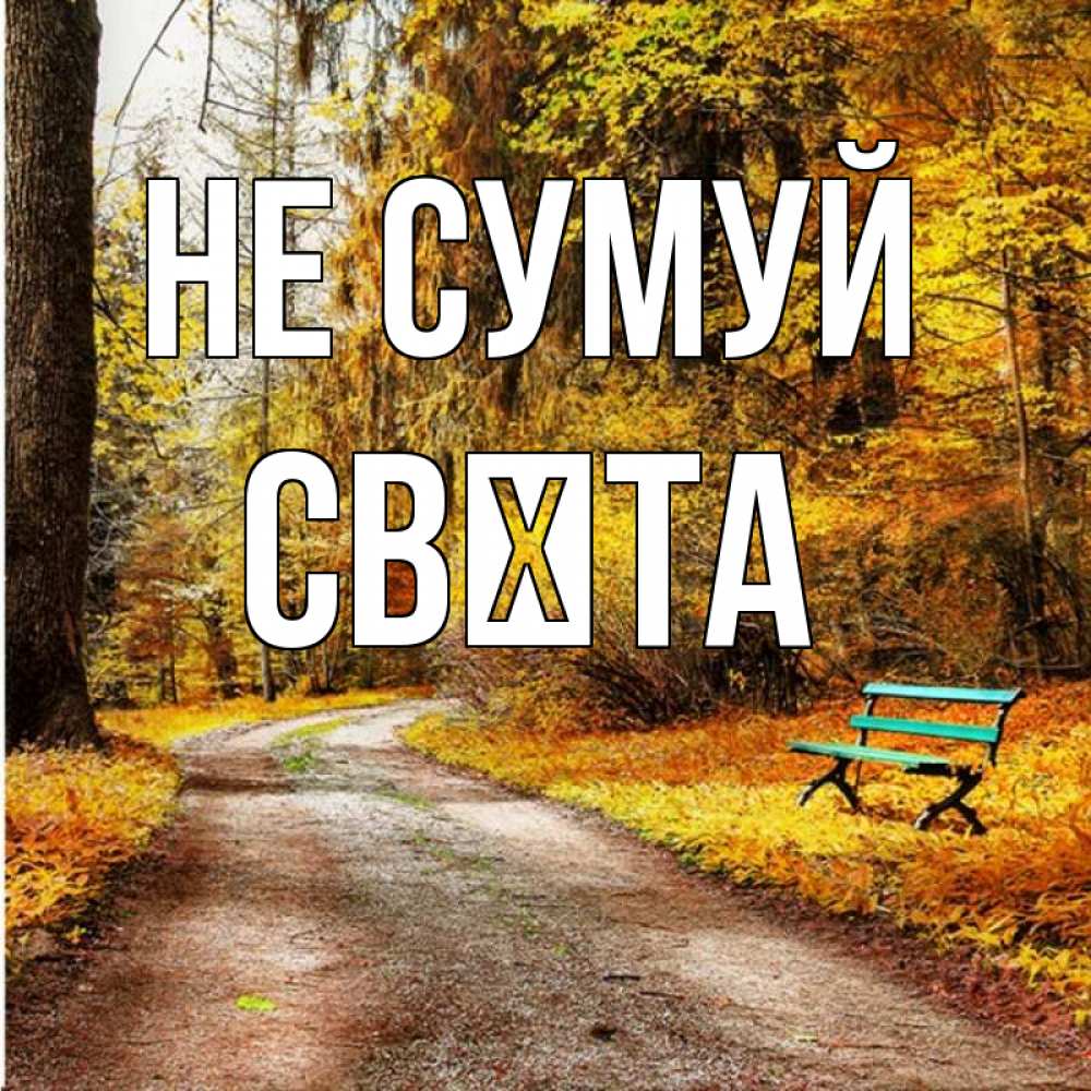 Открытка на каждый день з підписом, Свєта Не сумуй зеленая лавочка Прикольна листівка з побажанням онлайн скачати безкоштовно 