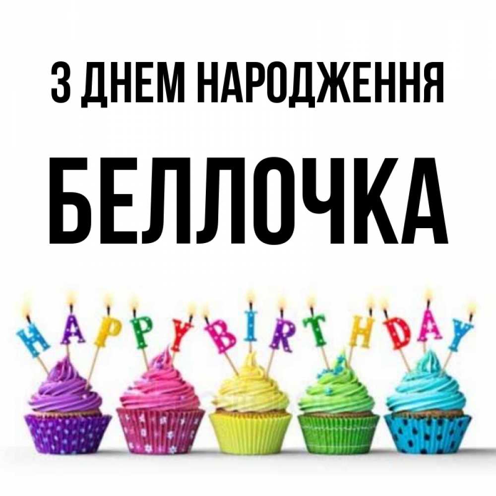 Открытка на каждый день з підписом, Беллочка З Днем народження открытка ко дню рождения с разноцветными вкусняшками Прикольна листівка з побажанням онлайн скачати безкоштовно 