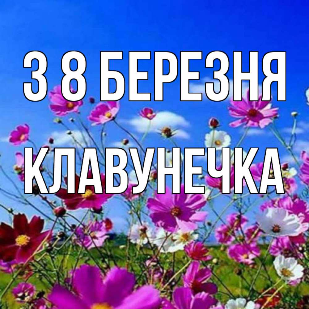 Открытка на каждый день з підписом, Клавунечка З 8 БЕРЕЗНЯ цветы Прикольна листівка з побажанням онлайн скачати безкоштовно 