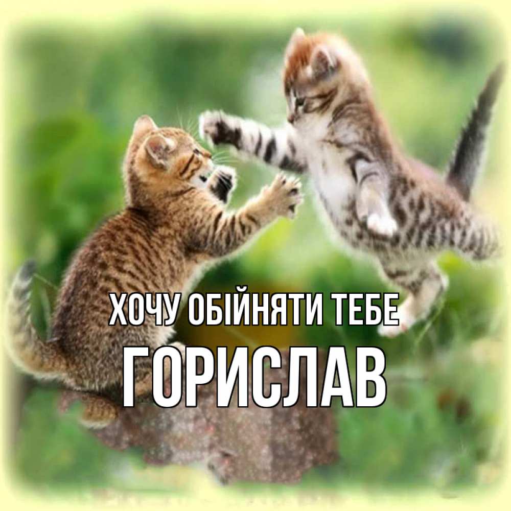Открытка на каждый день з підписом, Горислав Хочу обійняти тебе игры котят Прикольна листівка з побажанням онлайн скачати безкоштовно 