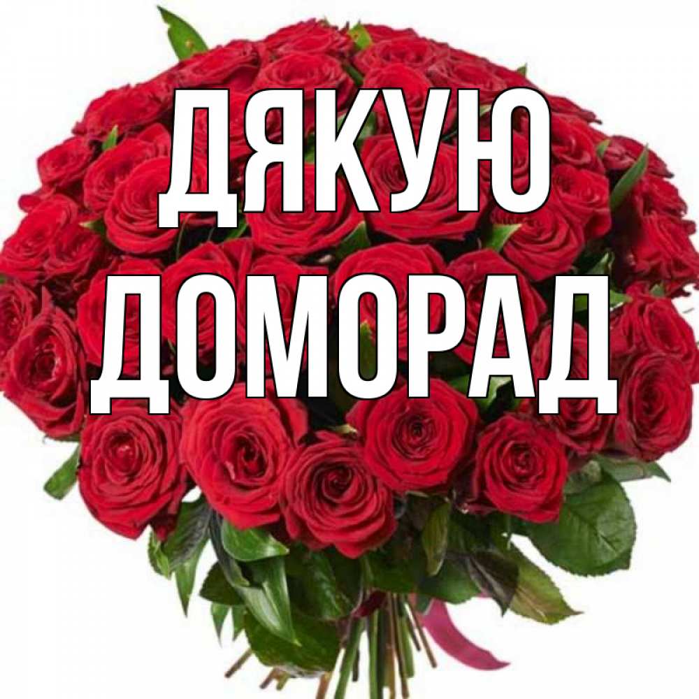 Открытка на каждый день з підписом, Доморад Дякую букет красных роз Прикольна листівка з побажанням онлайн скачати безкоштовно 