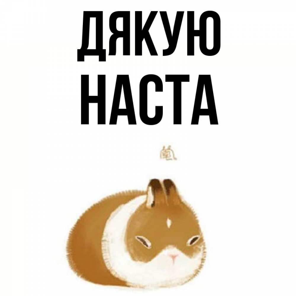 Открытка на каждый день з підписом, Наста Дякую коричнево белый домашний питомец Прикольна листівка з побажанням онлайн скачати безкоштовно 