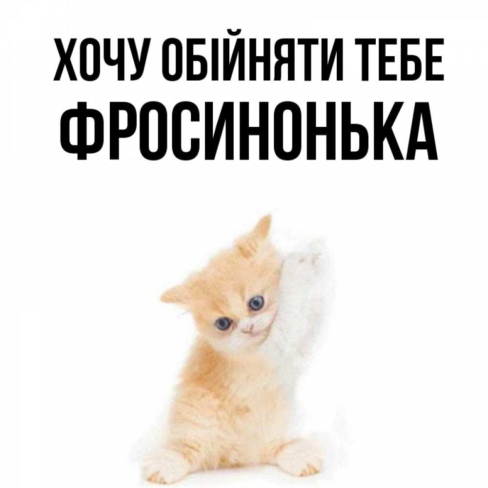 Открытка на каждый день з підписом, Фросинонька Хочу обійняти тебе я хочу очень скорее обнимаешек Прикольна листівка з побажанням онлайн скачати безкоштовно 