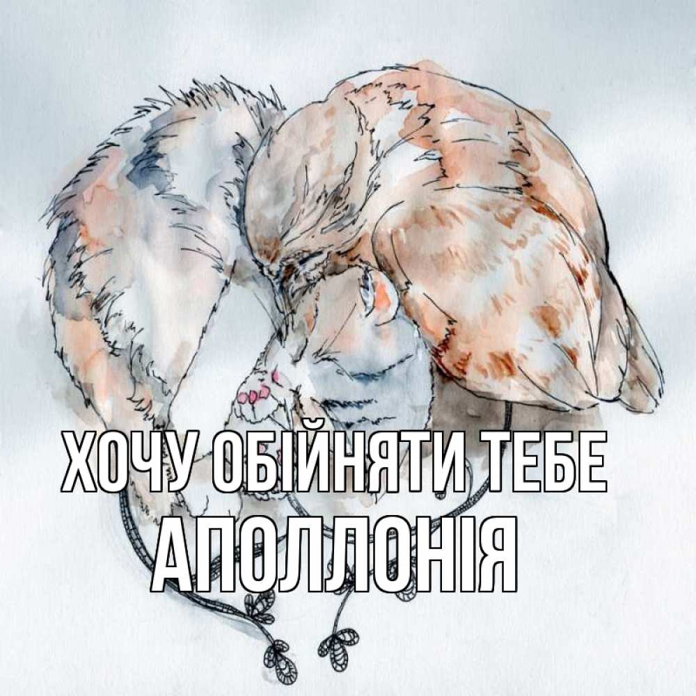 Открытка на каждый день з підписом, Аполлонія Хочу обійняти тебе можно быть вместе даже когда очень разные Прикольна листівка з побажанням онлайн скачати безкоштовно 