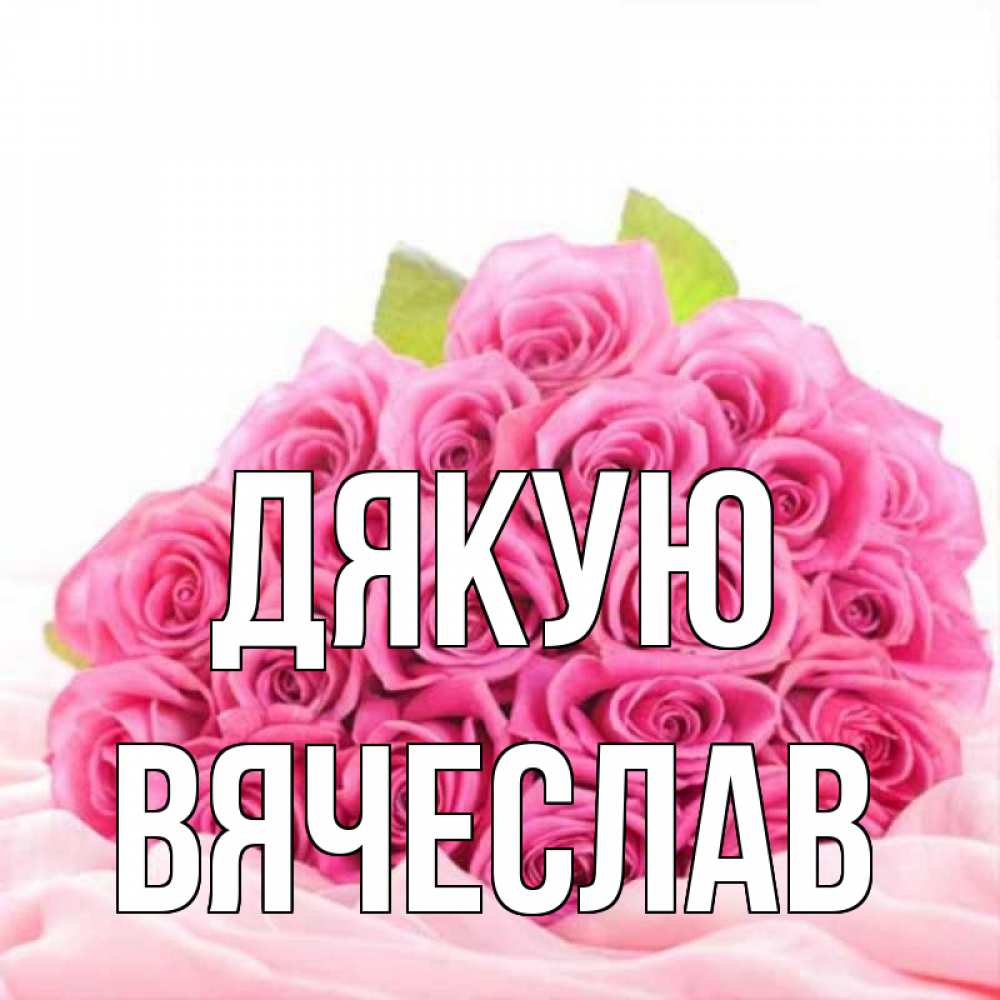Открытка на каждый день з підписом, Вячеслав Дякую розовые розы с подписью Прикольна листівка з побажанням онлайн скачати безкоштовно 