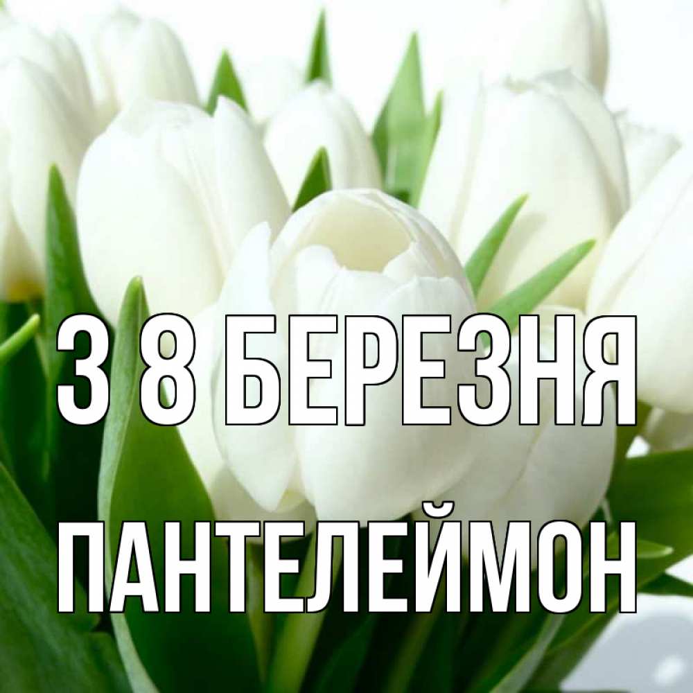 Открытка на каждый день з підписом, Пантелеймон З 8 БЕРЕЗНЯ цветы Прикольна листівка з побажанням онлайн скачати безкоштовно 